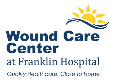 Picture of graphic with a sun and up and down line below it. Picture says:
Wound Care Center 
at Franklin Hospital
Quality Healthcare, Close to Home